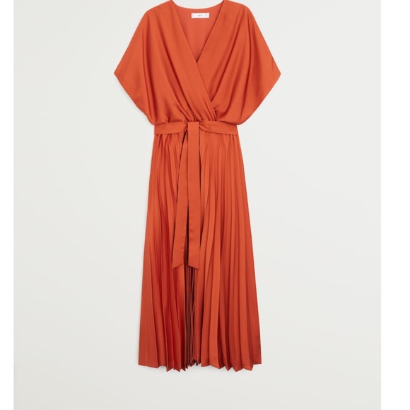 Mango🔥 Pleated skirt dress satin effect - Picture 9 of 12